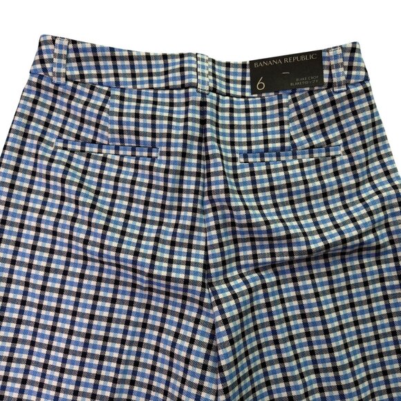 Banana Republic Women’s Blue & Black Plaid Wide-Leg Crop Pants Size 6 - New - Picture 5 of 13